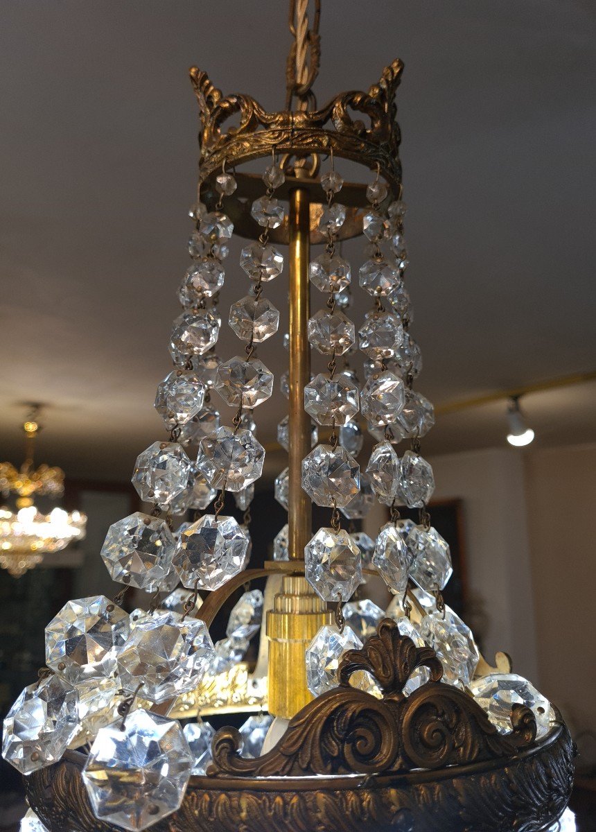 Small Hot Air Balloon Chandelier Pampille XXth-photo-6