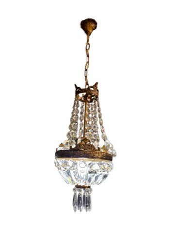 Small Hot Air Balloon Chandelier Pampille XXth