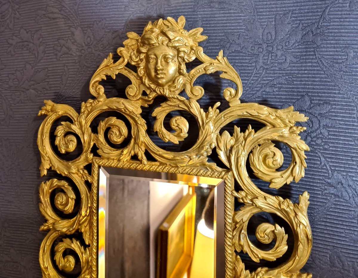 Paire De Miroirs Appliques Bronze Doré Fin XIXème-photo-4
