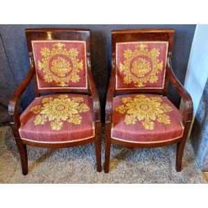 Pair Of Mahogany Armchairs From The Restoration Period