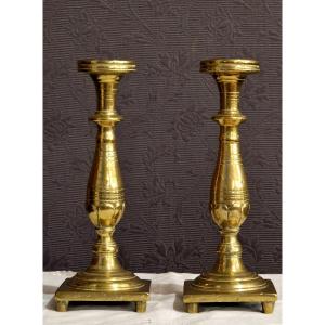 Pair Of Candlesticks Candlesticks In Gilt Bronze Nineteenth