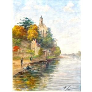 Bords De Loire De Saint Florent Le Vieil Par Marie Sourice (1906-1979)