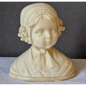 Art Deco Bust In Alabaster