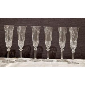 6 Flutes à Champagne En Cristal Saint Louis Modèle Tommy