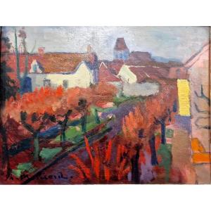 Vue Du Village De Rosay En Brie Par Philippe Marie Picard (1915-1997)