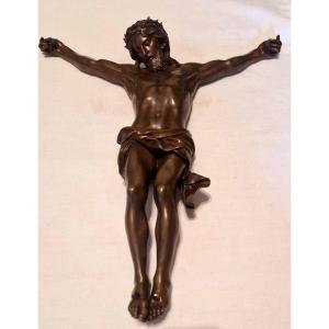 Christ en bronze signé F. Barbedienne d’après l’Algarde, XIXème