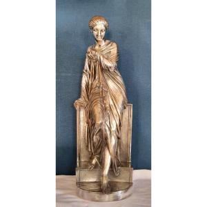 Bronze argenté représentant Suzanne signé Eugène Antoine AIZELIN (1821- 1902). 
