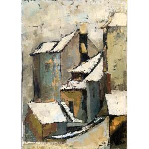 Snow In Bourbonnais By Jf.delooz (20th Century)