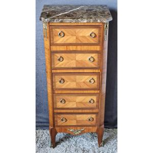 5-drawer Chest Of Drawers - Louis XV Transition Style - 19th Century