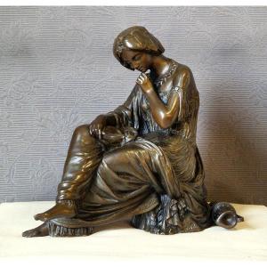 Seated Draped Woman - 19th Century Bronze - James Pradier (1790-1852)