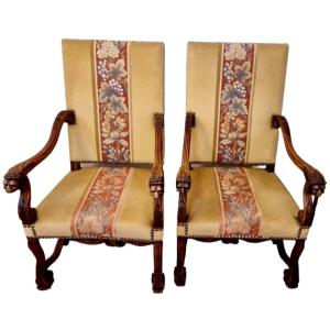 Paire De Fauteuils En Chêne XIXe 