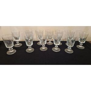 12 Small Crystal Glasses