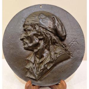 Médaillon en bronze - profil Marat