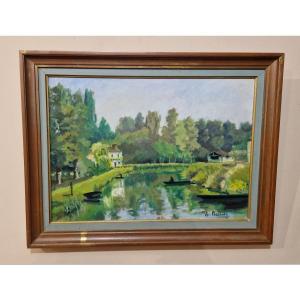Paysage champêtre - par PLATRIEZ XXe siècle