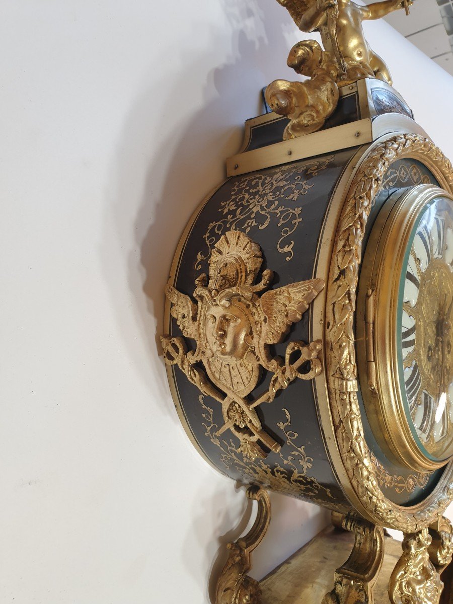 Horloge Murale Boulle (pendule Boulle)style Régence , XIX ème Siècle. -photo-1