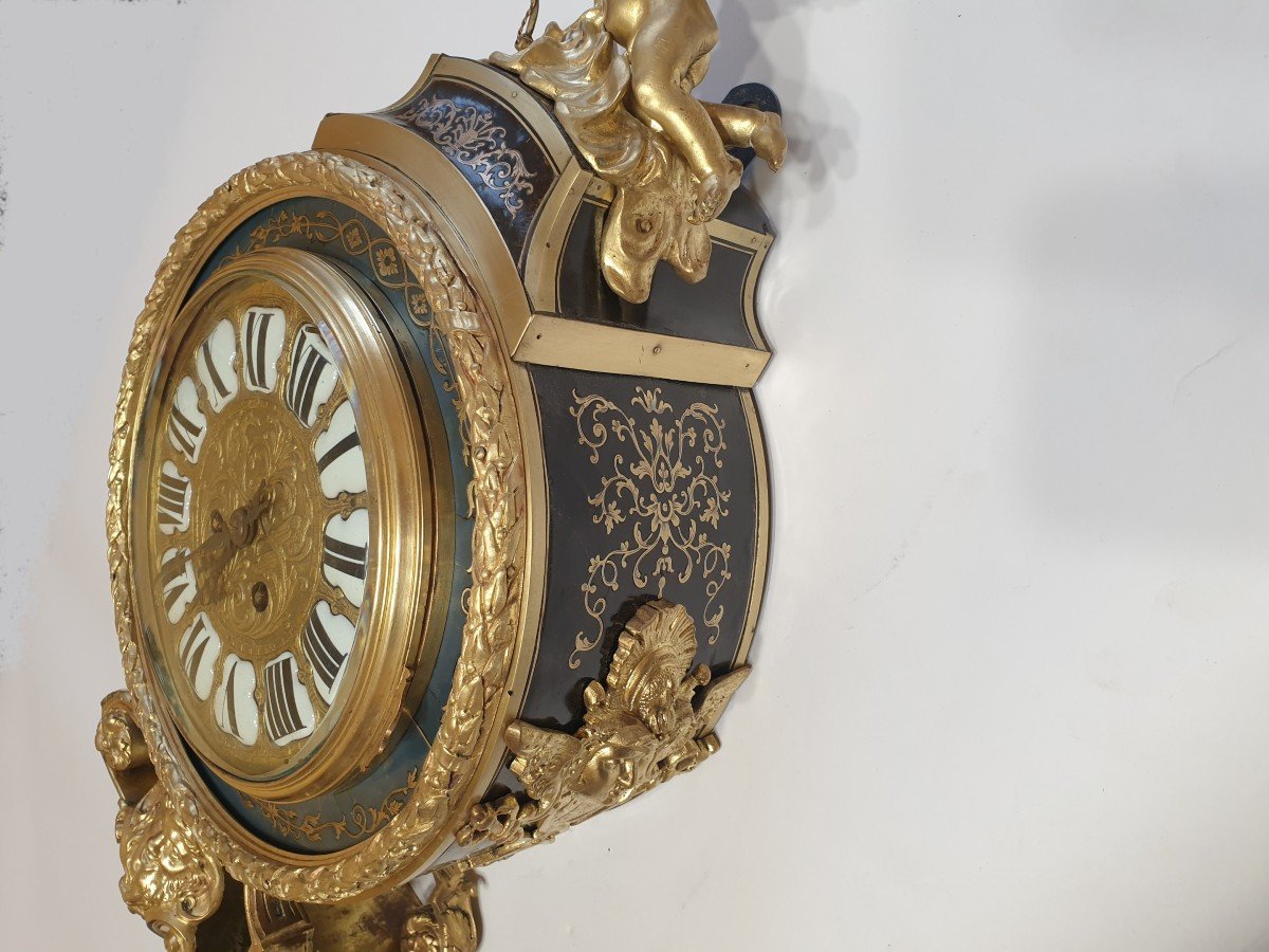 Horloge Murale Boulle (pendule Boulle)style Régence , XIX ème Siècle. -photo-2