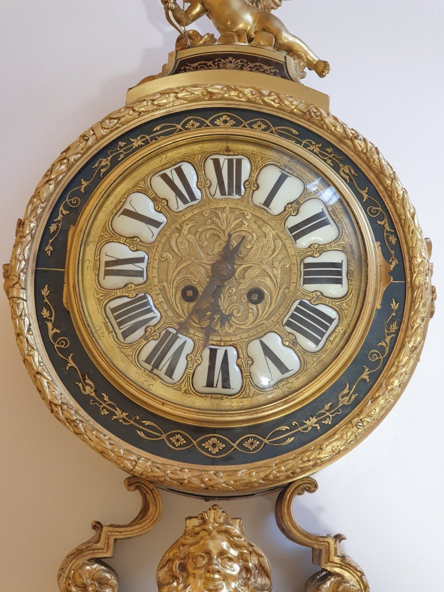 Pendule Murale Boulle (pendule Boulle)style Régence , XIX ème Siècle. -photo-2