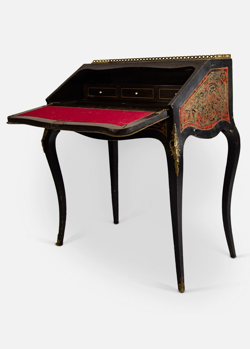 Secretaire Bonheur Du Jour Boulle Marquetry Late Nineteenth Century-photo-2