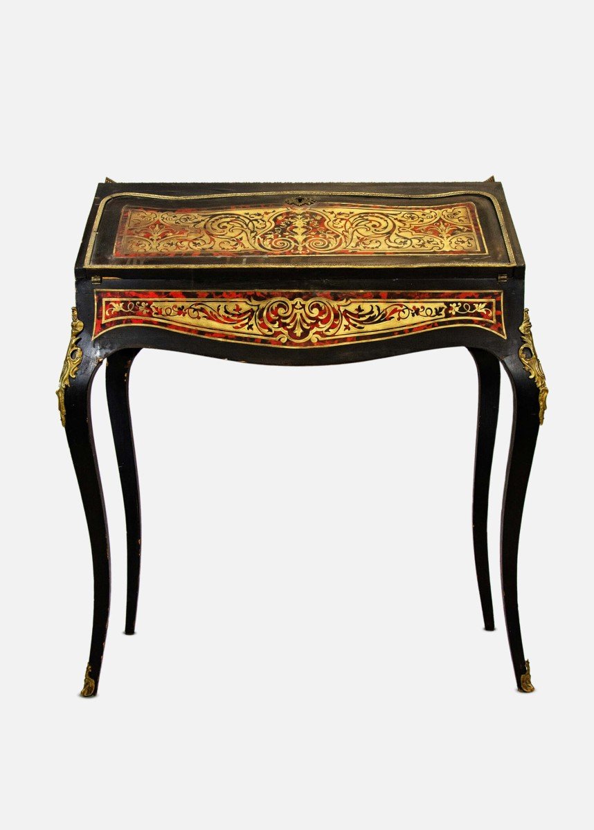 Secretaire Bonheur Du Jour Boulle Marquetry Late Nineteenth Century-photo-3