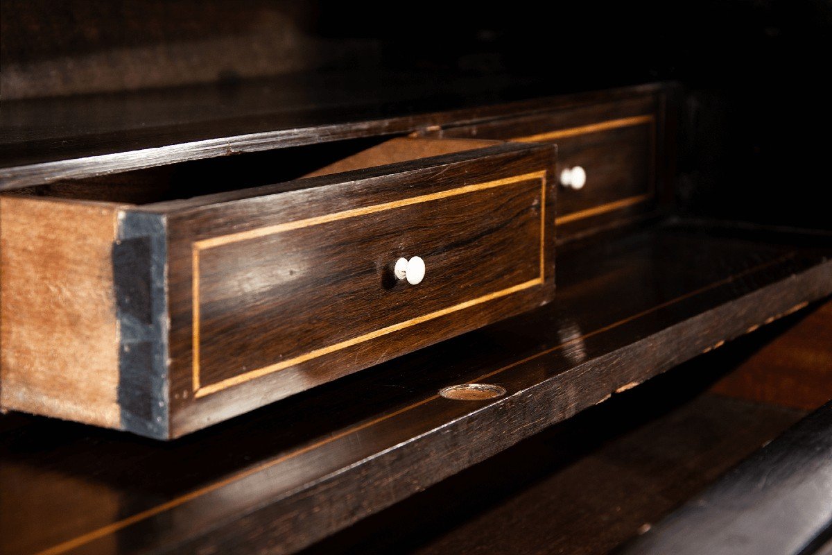 Secretaire Bonheur Du Jour Boulle Marquetry Late Nineteenth Century-photo-3