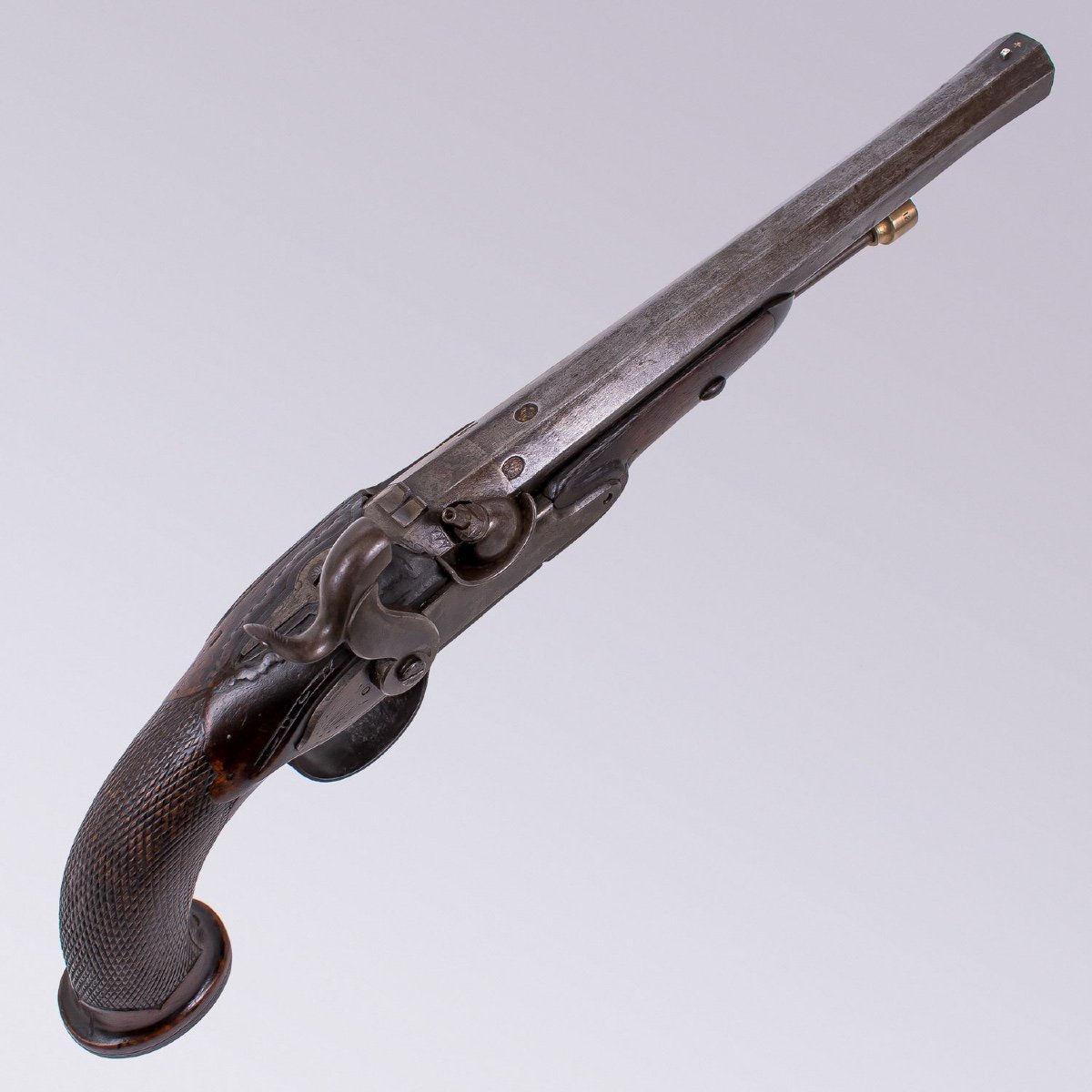 Officer's Pistol Converted From Flintlock To French Percussion, 19th Century-photo-4