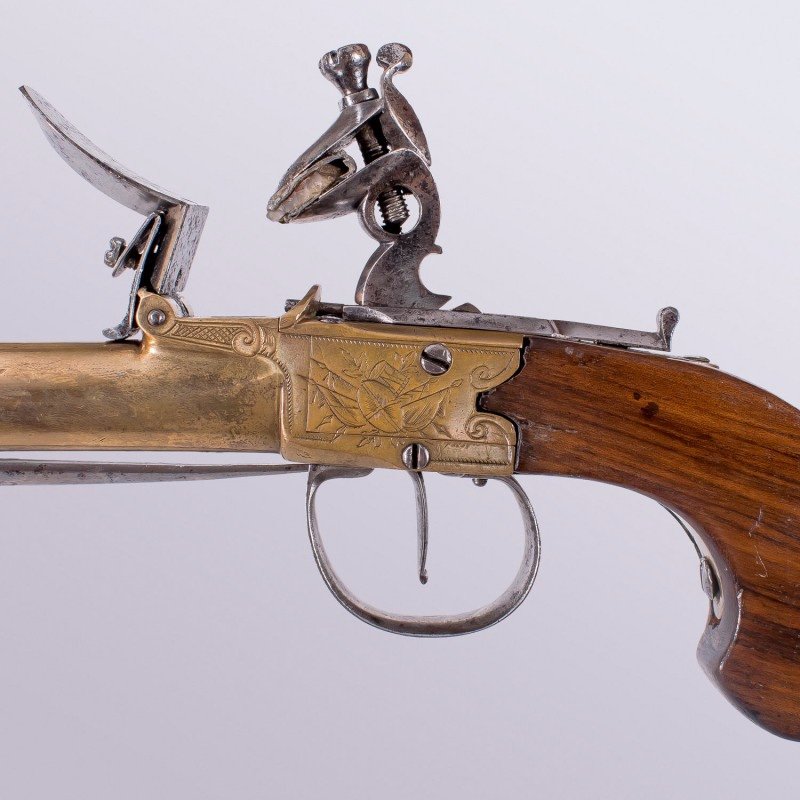 Flintlock Naval Officer Pistol - Late Eighteenth Period-photo-2