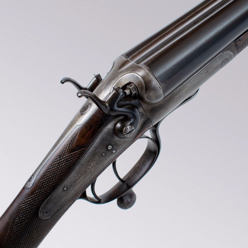 Lovely 12/65 Army & Navy Side By Side Shotgun With Wooden Case-photo-2