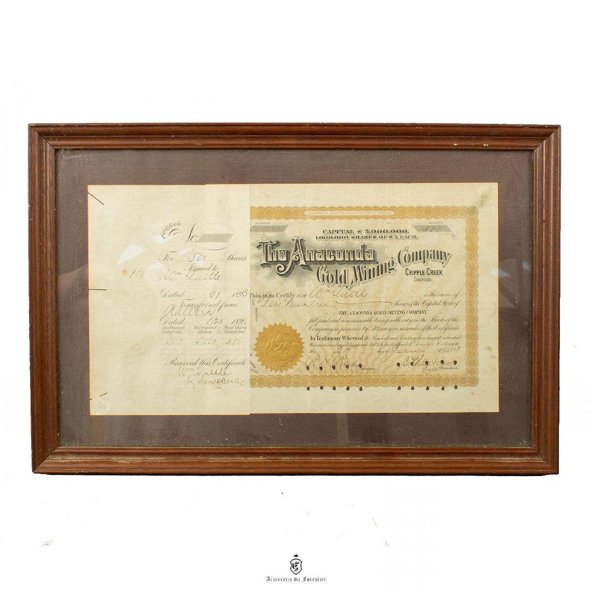 Anaconda Gold Mining Company Stock - Cripple Creek, Colorado - 1893