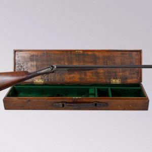 Lovely 12/65 Army & Navy Side By Side Shotgun With Wooden Case
