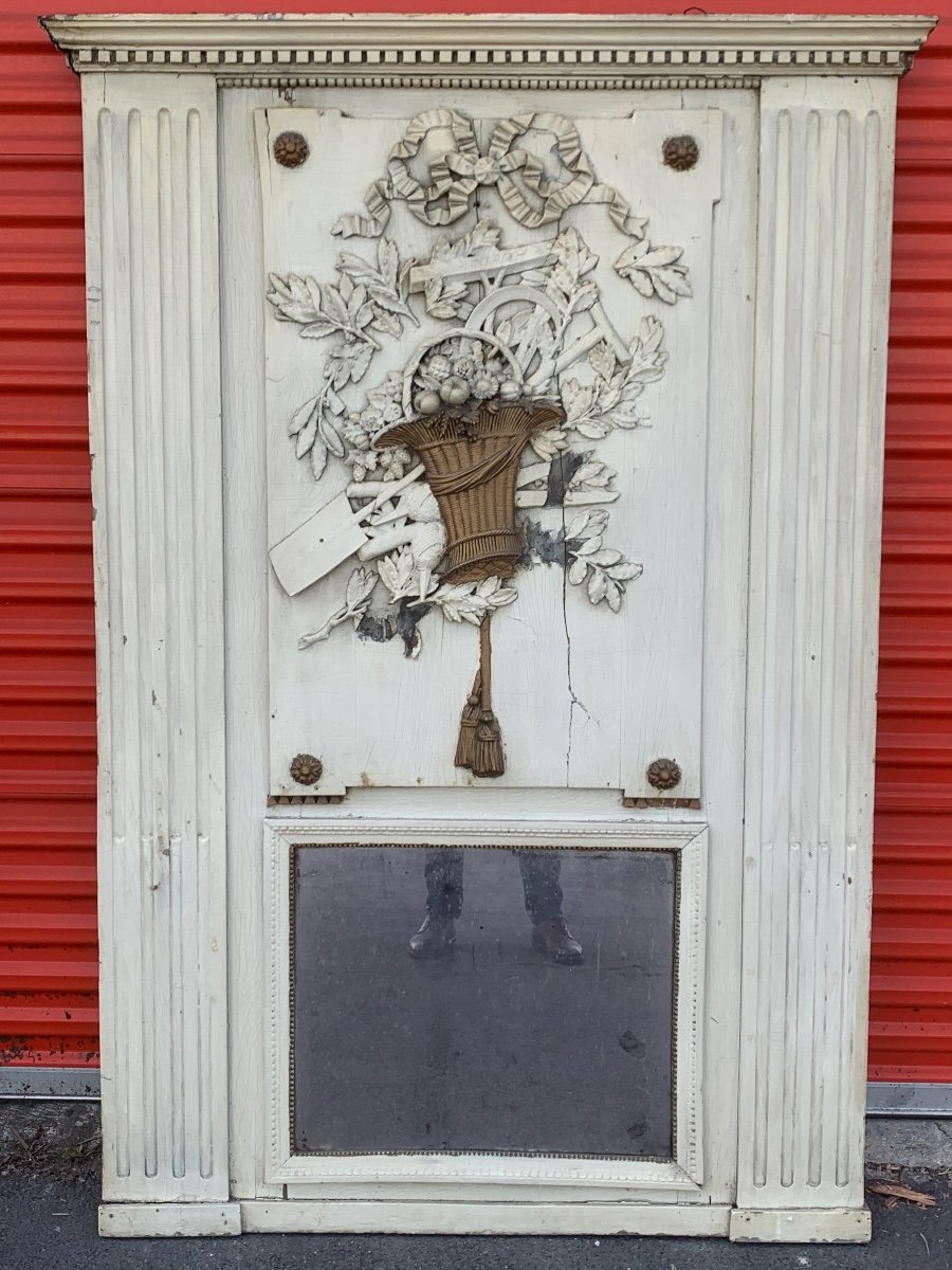 Trumeau Bois Sculpté Époque Louis XVI -photo-2