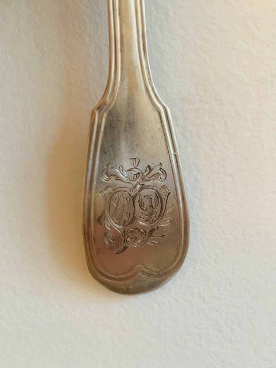 Rare  Lot de 48 Couverts Argent Armoirie