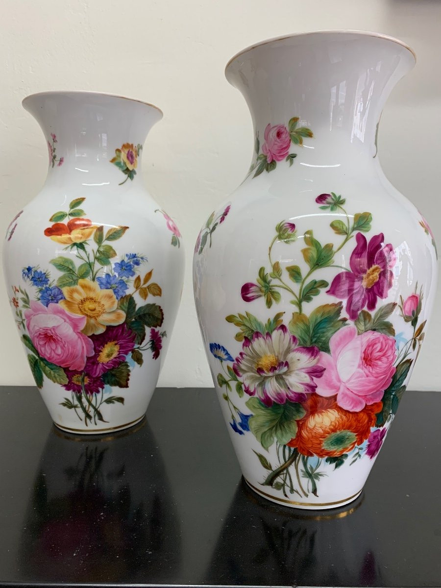 Paire De Vases Porcelaine Paris 