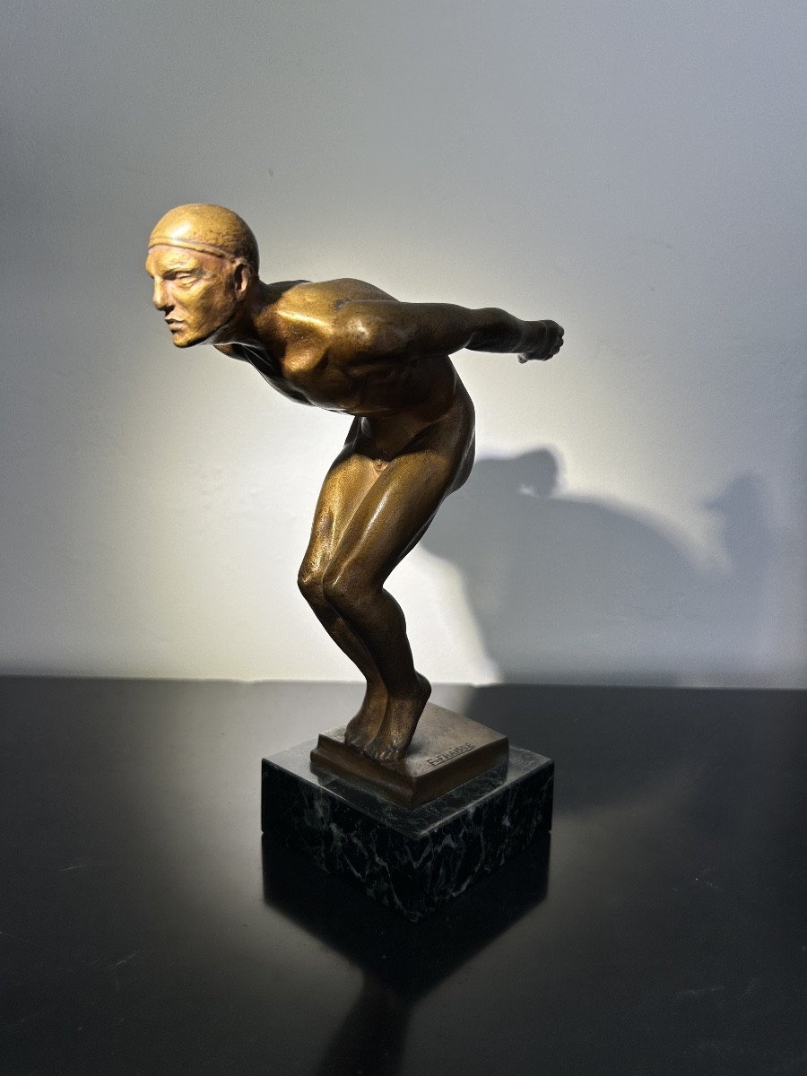 Bronze Sculpture "the Diver"-photo-3