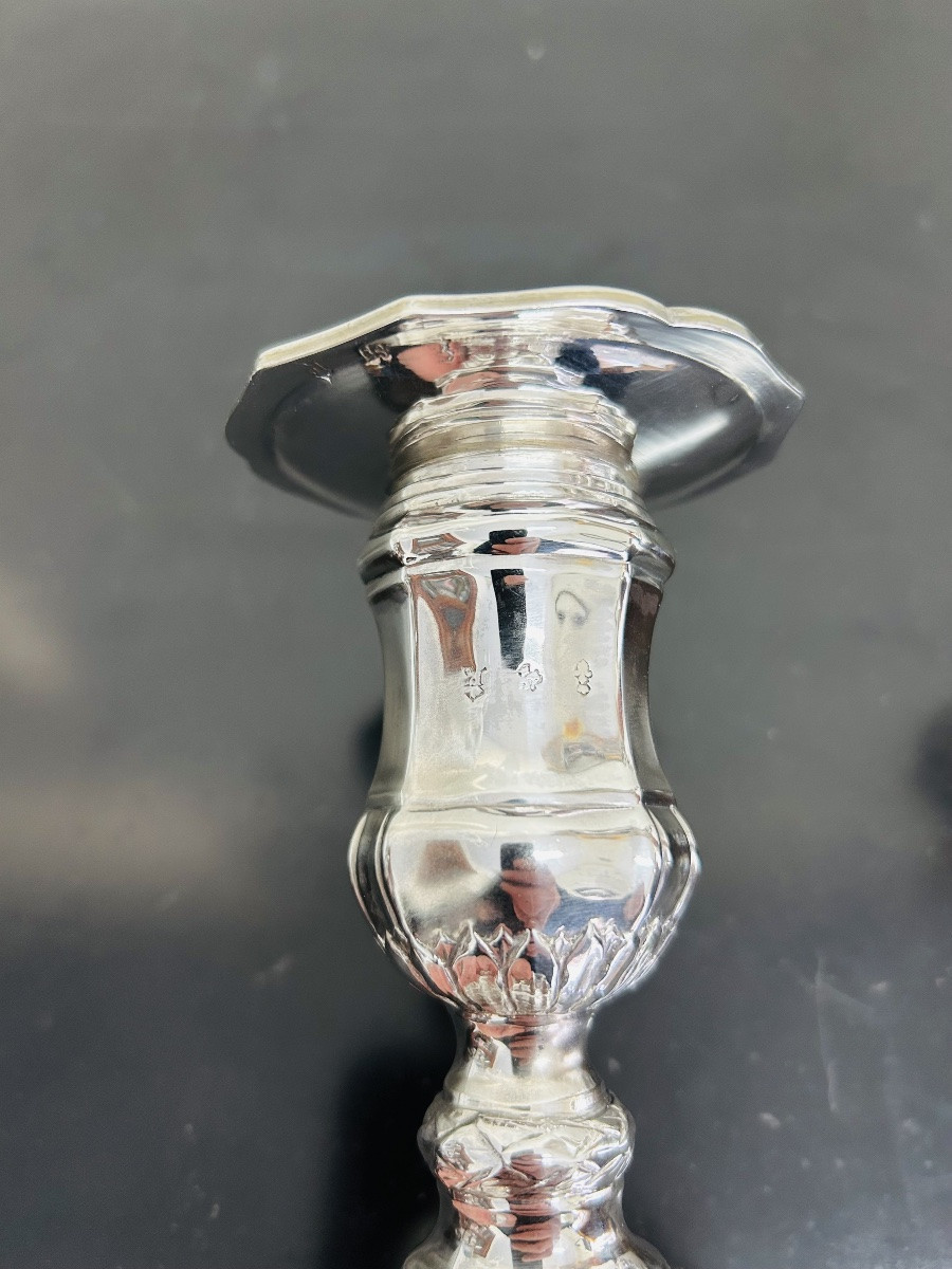 Pair Of Silver Torches, Lille, 18th Century-photo-3