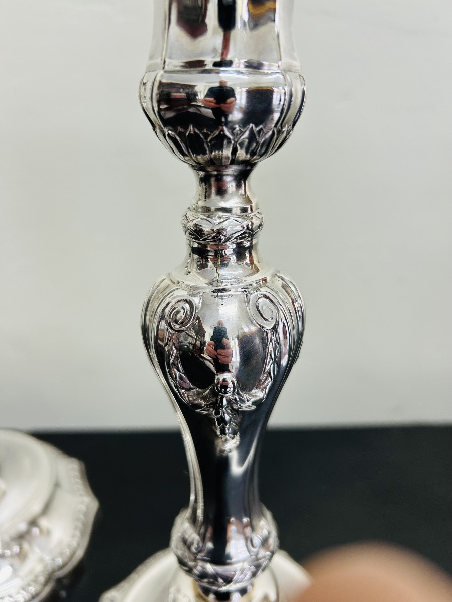 Pair Of Silver Torches, Lille, 18th Century-photo-6