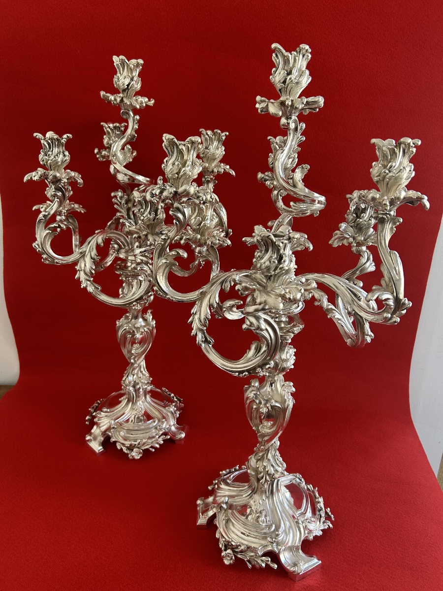 Importante Paire de candélabres Style Louis XV  -photo-2