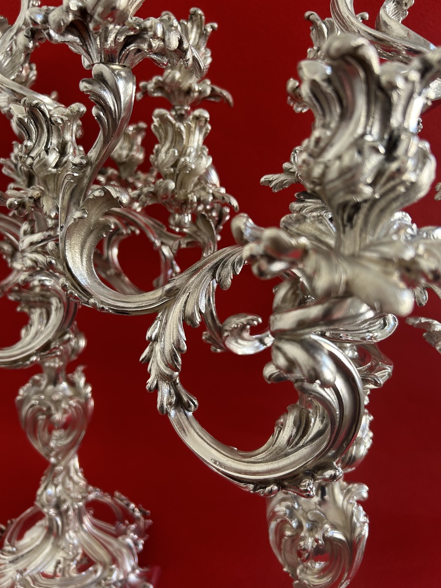 Importante Paire de candélabres Style Louis XV  -photo-3
