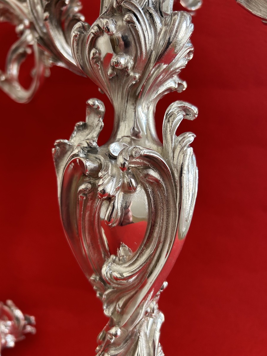 Importante Paire de candélabres Style Louis XV  -photo-3