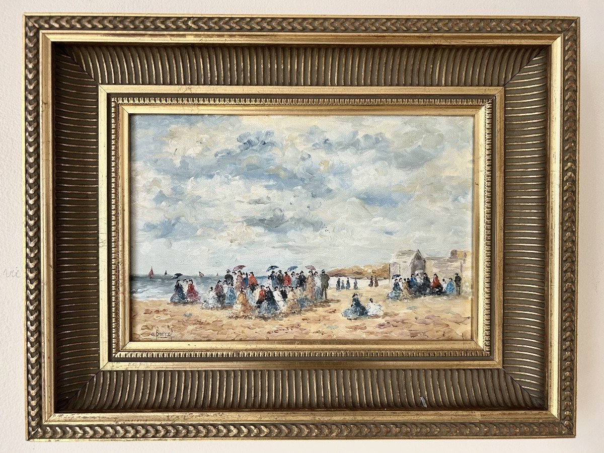 Huile sur toile « Scène de Plage en Normandie » 