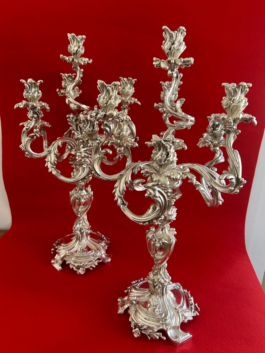 Importante Paire de candélabres Style Louis XV-photo-2