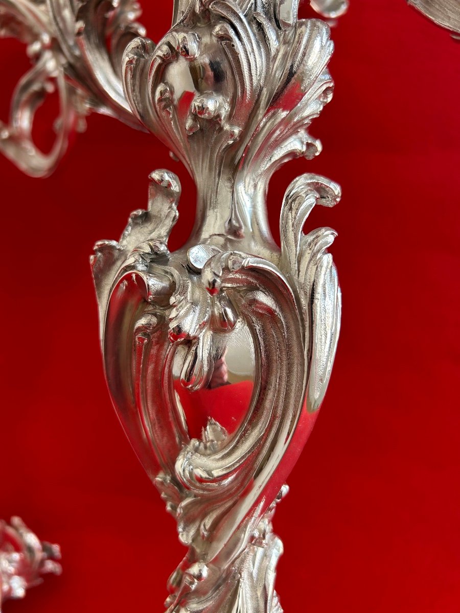 Importante Paire de candélabres Style Louis XV-photo-3