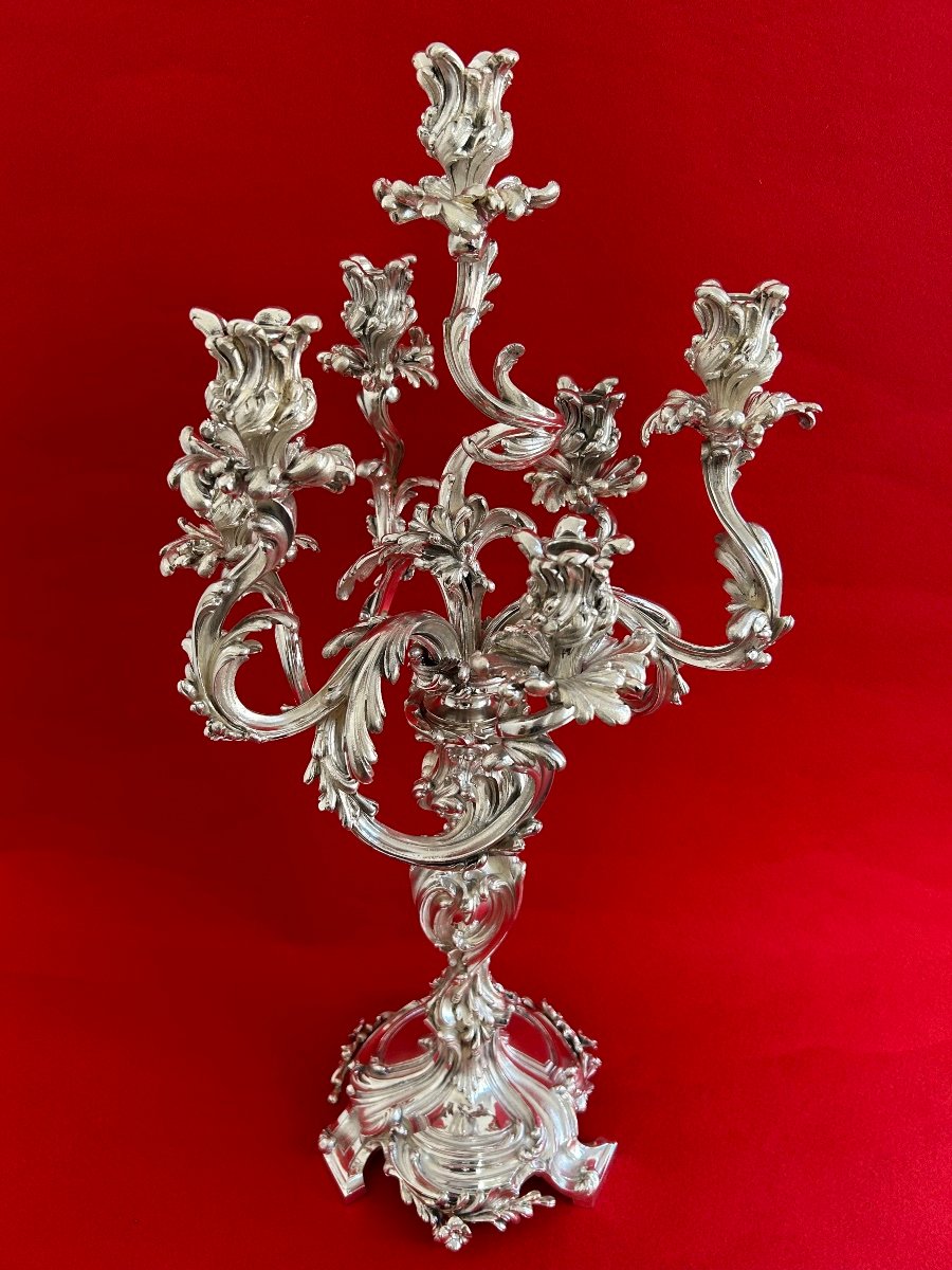 Importante Paire de candélabres Style Louis XV-photo-4