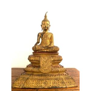 Bouddha Importante Sculpture Bronze