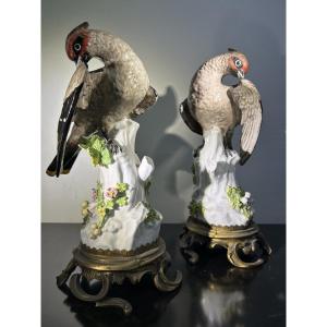 Pair Of Porcelain Birds, Napoleon III Period