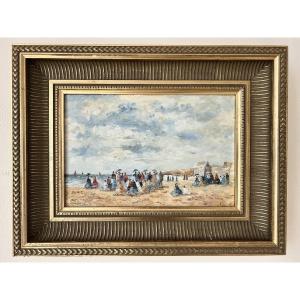 Huile sur toile « Scène de Plage en Normandie »
