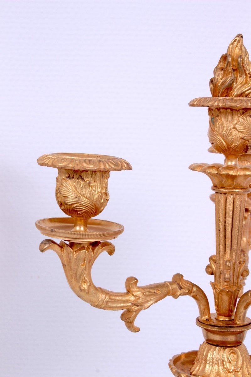 A Pair Of Charles X Gilt Bronze And Patinated Candelabra-photo-3