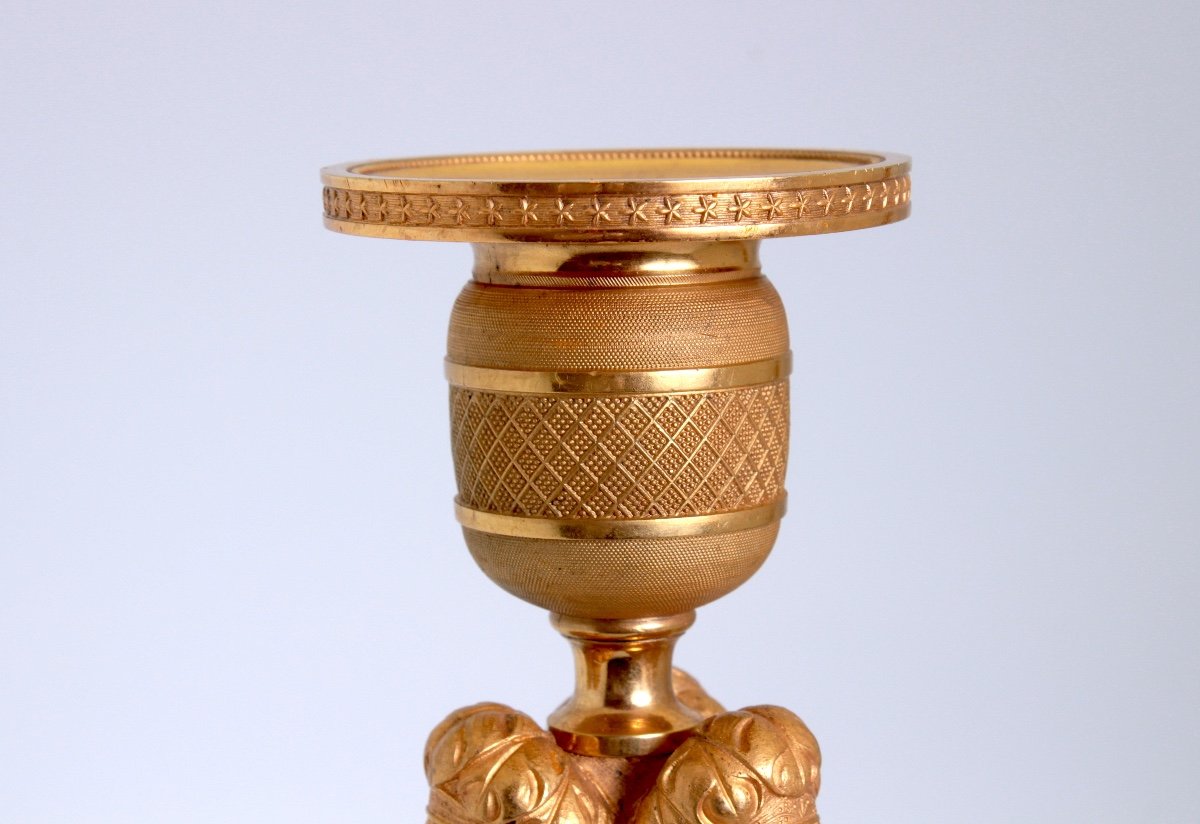 A Fine Pair Of Empire Gilt Bronze  Candlesticks-photo-4