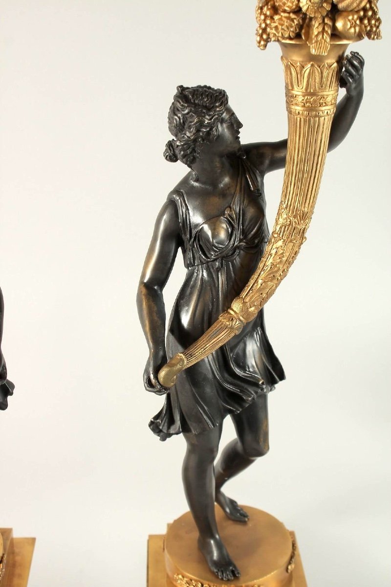 Monumental  Pair Of Empire Candelabras After Pierre-françois Feuchère-photo-2