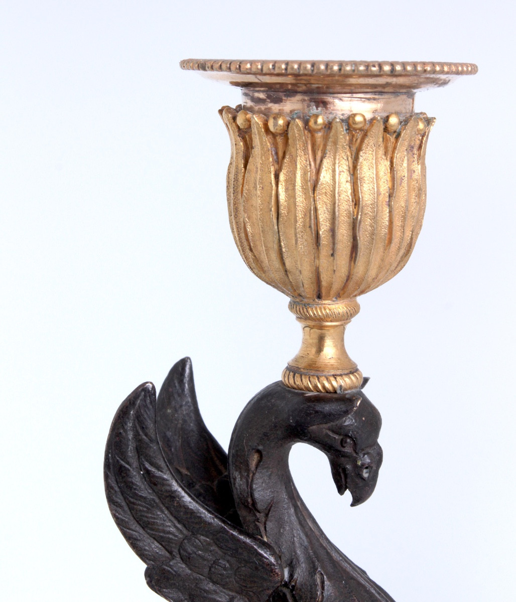 A Pair Of Louis XVI Ormolu  And White Marble Candlesticks-photo-1