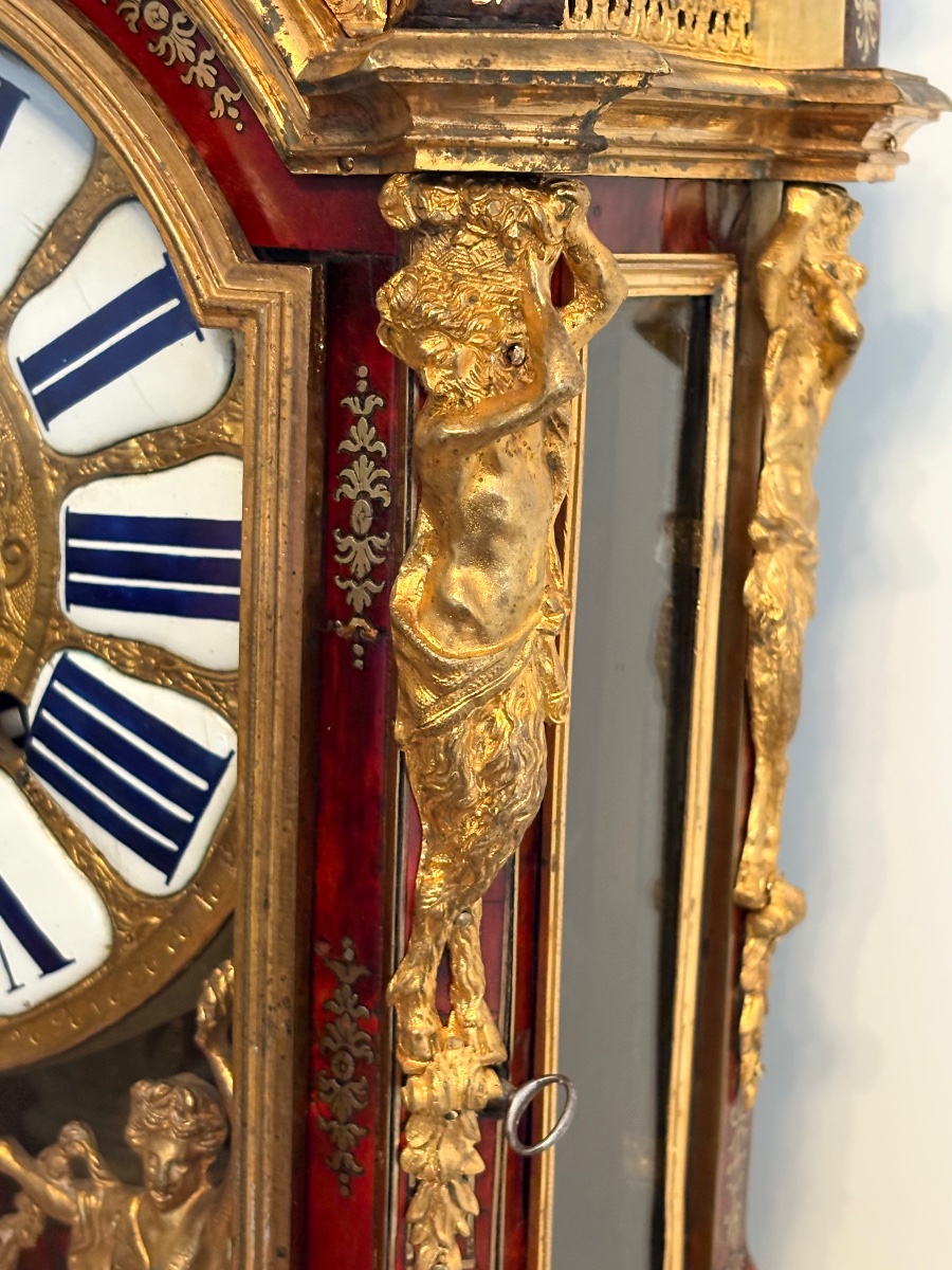 A Louis XIV Ormolu-mounted,  Boulle Marquetery  And Enamel Cartel Clock-photo-2